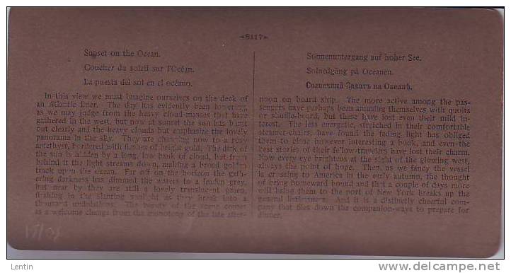 Ps - Photo-Stéréo - H. C .White  8117  Sunset On The Ocean, Coucher De Soleil , 1903 - Photos Stéréoscopiques