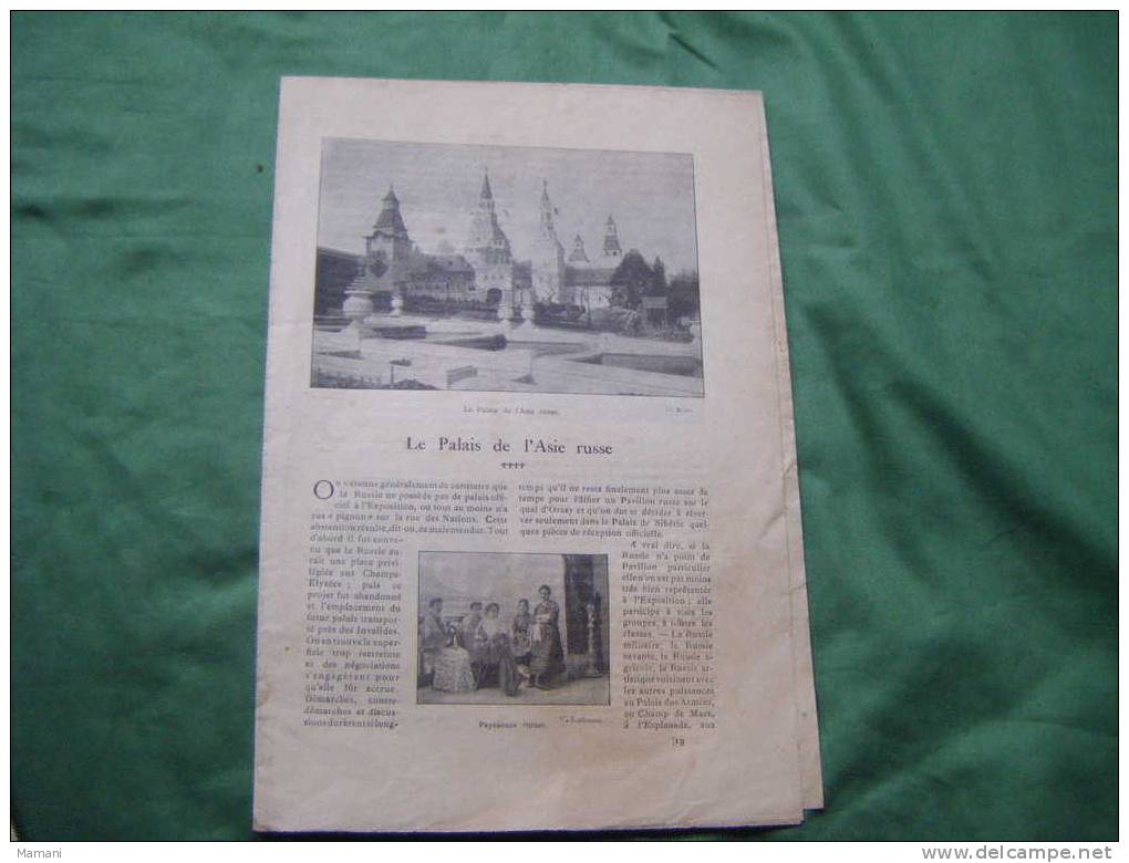 Supplement A L'illustre Soleil Du Dimanche -l'exposition -le Palais De L'asie Russe -paysannes Russes-gardien Russe- - Other & Unclassified