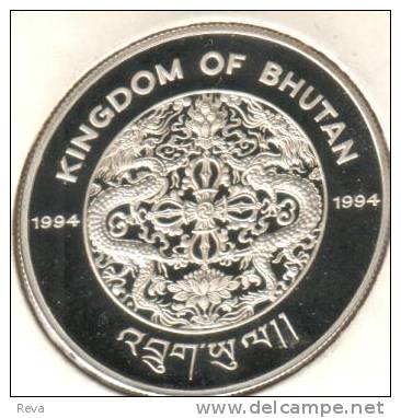 BHUTAN 300 NGULTRUM BASKETBALL OLYMPIC SPORT FRONT SNAKE BACK 1994 KM73 PROOF SILVER READ DESCRIPTION CAREFULLY!!! - Bhoutan