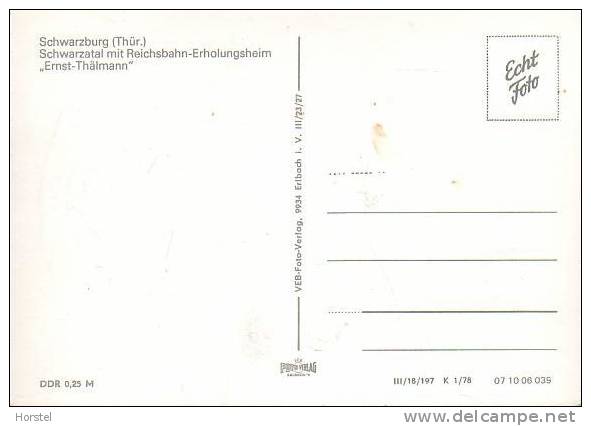 D-07427 Schwarzburg - Schwarzatal Mit Reichsbahn-Erholungsheim "Ernst Thälmann" - Saalfeld