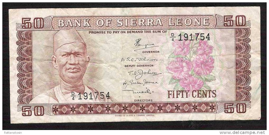 SIERRA LEONE   P4b   50  CENTS   (1974)  PREFIX    D/4   FINE NO P.h. - Sierra Leone