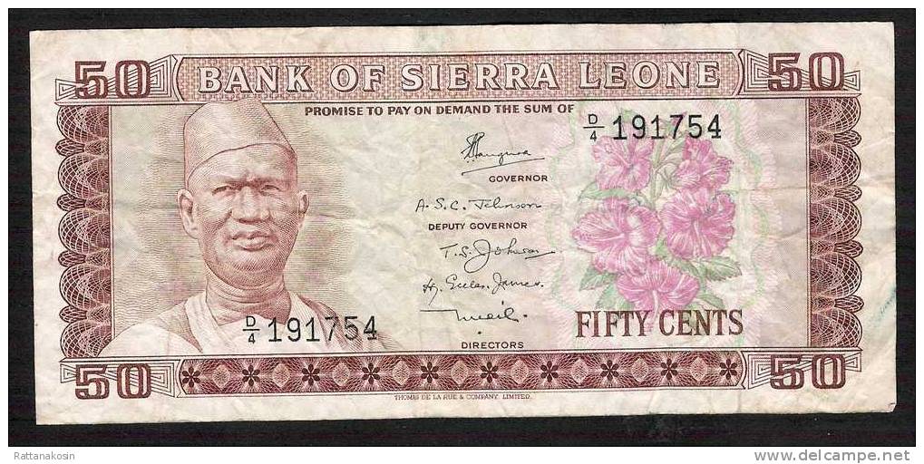 SIERRA LEONE   P4b   50  CENTS   (1974)  PREFIX    D/4   FINE NO P.h. - Sierra Leona