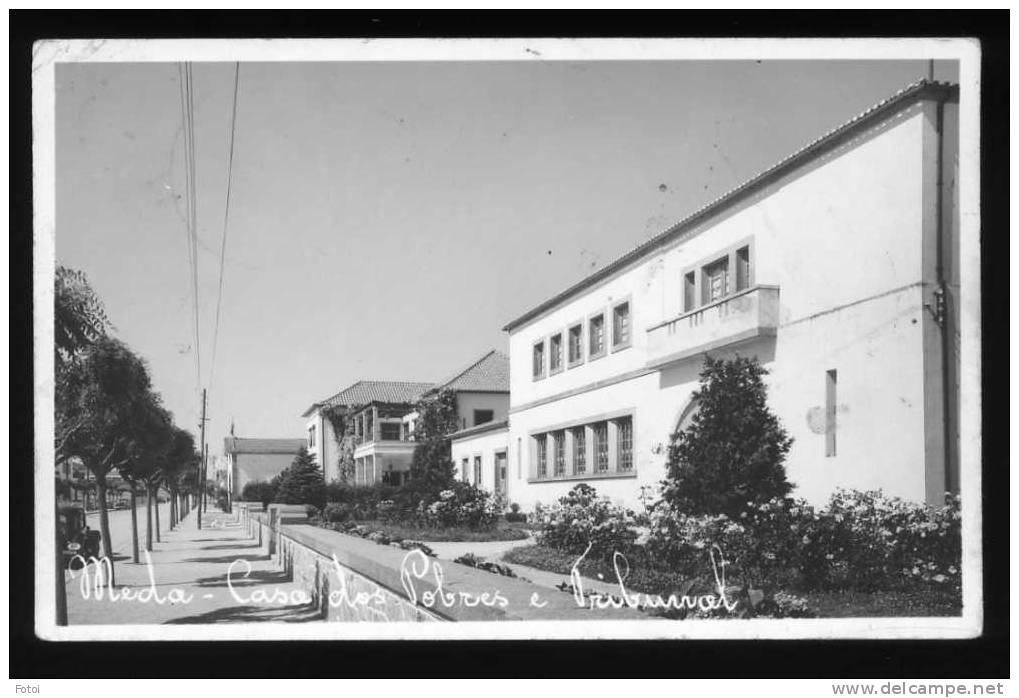 OLD REAL PHOTO POSTCARD MEDA PORTUGAL CASA DOS POBRES E TRIBUNAL CARTE POSTALE - Guarda