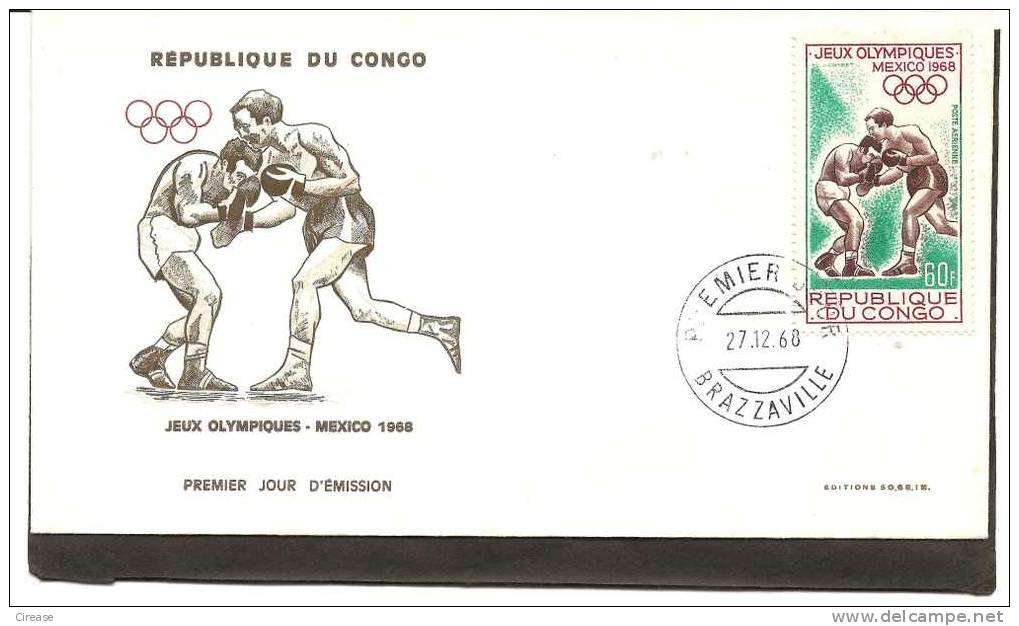CONGO1968 Cover FDC  OLYMPIC GAMES 1968 MEXICO BOX - Ete 1968: Mexico