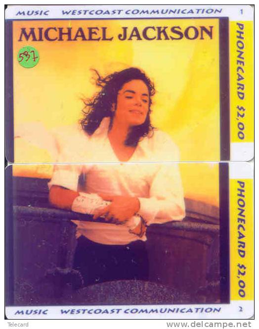 MICHAEL JACKSON Puzzle Of 2 Phonecards (537)  Popstar Sänger  Singer - Personen