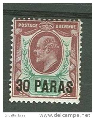 BRITISH  LEVANT - EDWARD 7th - SG 16 - 30 Paras Dull Purple/green Mint Hinged - British Levant