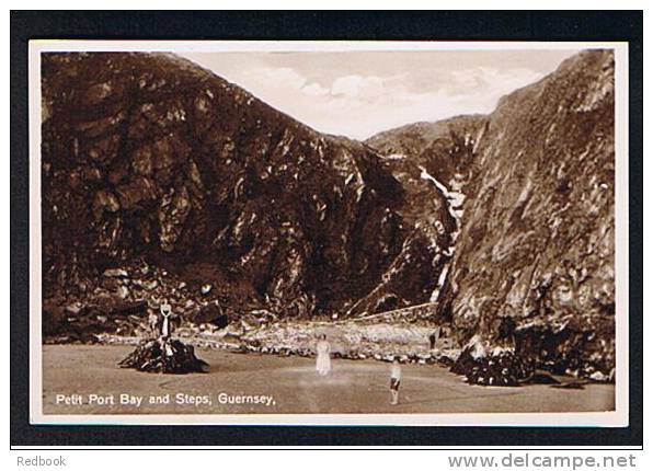 Real Photo Postcard Petit Port Bay & Steps Guernsey Channel Islands  - Ref 454 - Guernsey