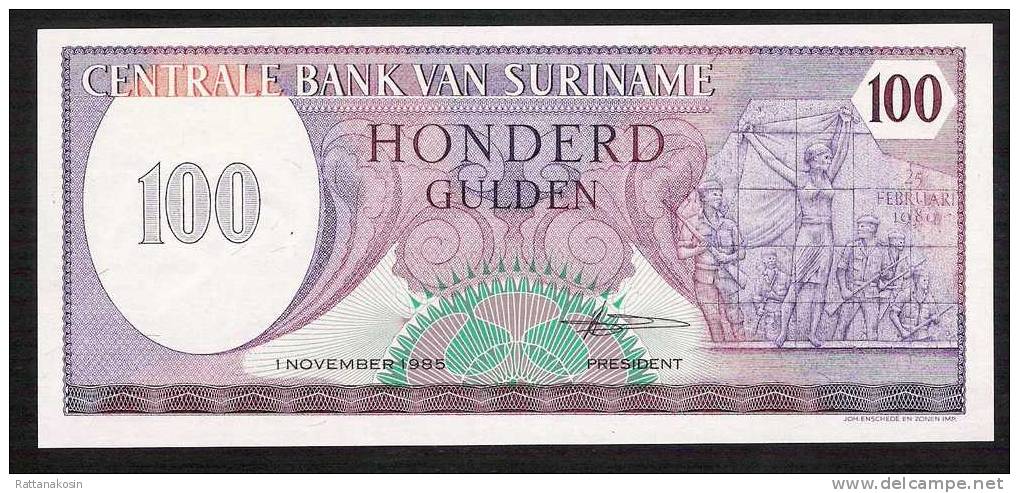 SURINAM  P128b  100  GULDEN   1985      UNC. - Suriname