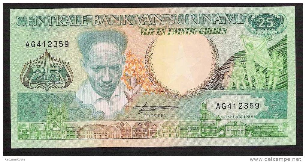 SURINAM  P132b 25  GULDEN 1988 #AG       UNC. - Surinam