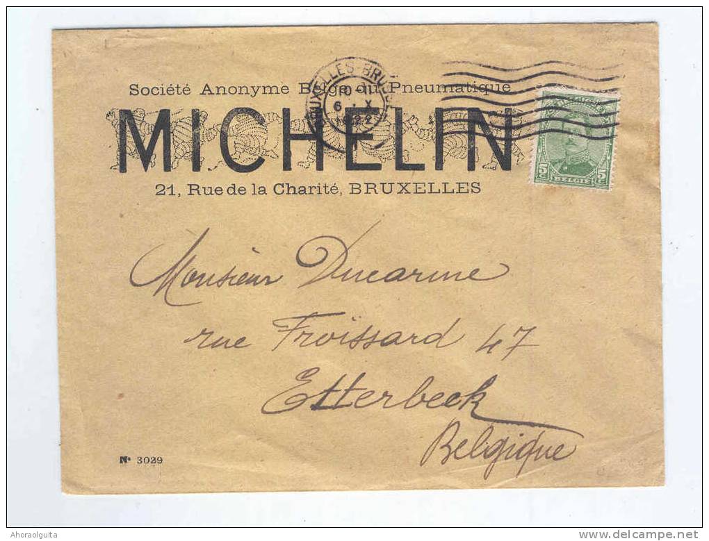 CAOUTCHOUC - Belgique - Imprimé TP Albert BRUXELLES 1922 - Entete Illustrée Société Du Pneumatique MIchelin --  B2 / 797 - Non Classés