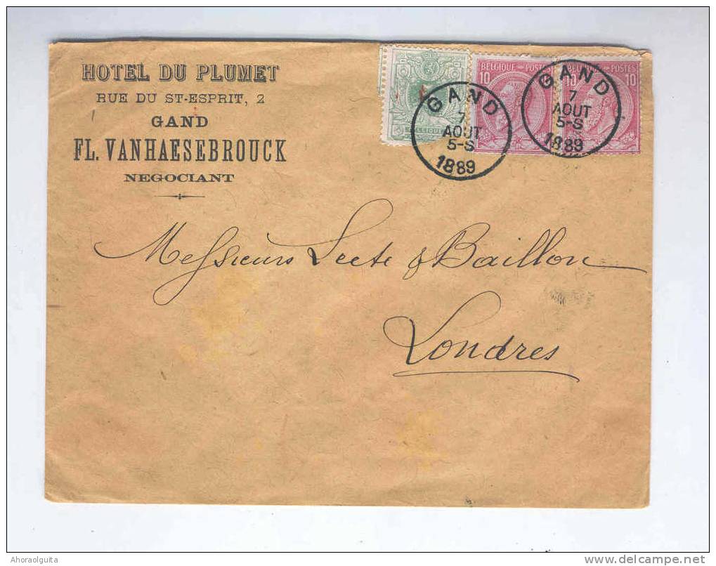 HOTELS - Belgique - Lettre TP 45 Déf. + 2 X 46 GAND 1889 - Entete Hotel Du Plumet , Van Haesebrouck  --  B2 / 816 - Settore Alberghiero & Ristorazione