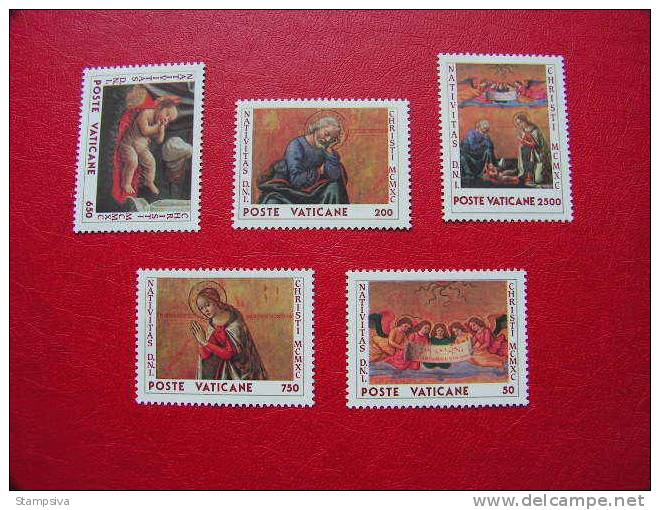 == Vatican 1990 Weinachten , Christmas 1018-1022   ** MNH Miochel € 6,00 - Used Stamps
