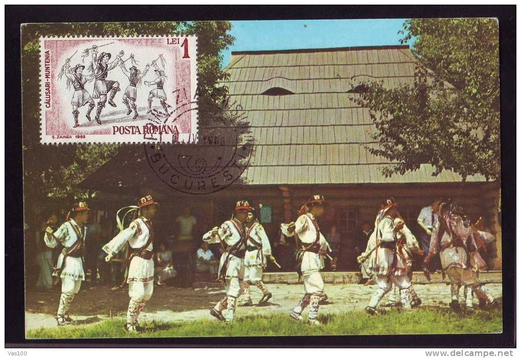 Romania 1965 Maximum Card Dance,costumes, FDC Cancell,rare! Very Nice. - Dance