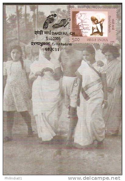 India 2005 Mahatma Gandhi's Dandi March Non-Violence ERNAKULAM Max Card # 12711 - Mahatma Gandhi