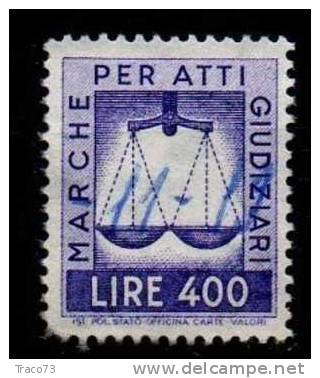 1961 - MARCHE PER REGISTRAZIONE - ATTI GIUDIZIARI -  Lire 400 - Fiscaux
