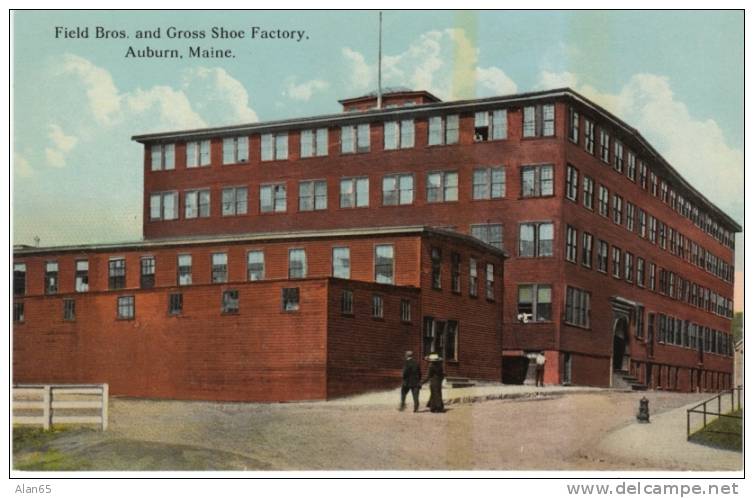 Field Bros. And Gross Shoe Factory, Auburn Maine On 1910s Vintage Postcard, Industry Manufacturing - Auburn