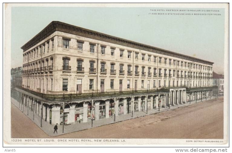 Hotel St. Louis Formerly Hotel Royal, New Orleans LA On C1910s Vintage Detroit Publishing Co. Postcard - New Orleans