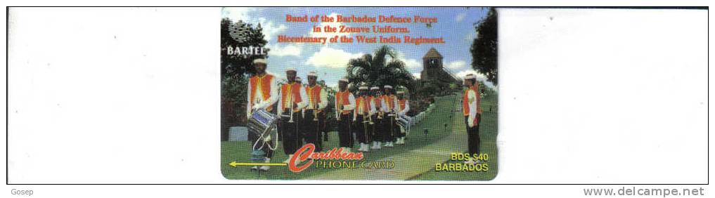 Barbados--band Of The Barbados Defence Force In The Zouave Uniform(bartel)-bds $40-used Card - Barbades