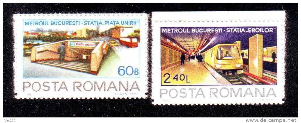 Rumänien 1982 U-Bahn Bukarest,Metro,Mi.3848-49 MNH - Tramways