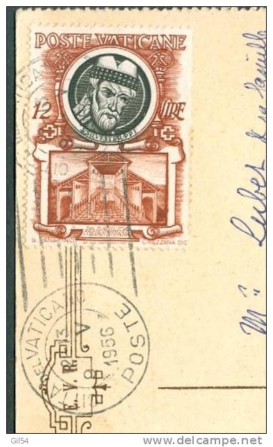 Cpa Affranchie Par Timbre Vatican Yvert N°179 En 1956 - Lr112 - Lettres & Documents