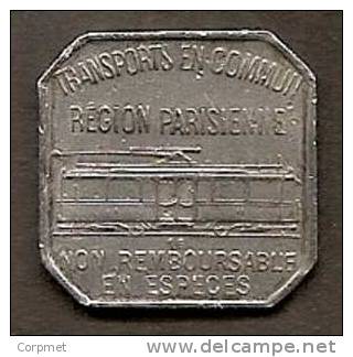 FRANCE - Region Parisienne - TRAM - 1921 Bon Pour Un PARCOURS - Non Remboursable En Especes- 25c Valable 31/12/21 - Monétaires / De Nécessité