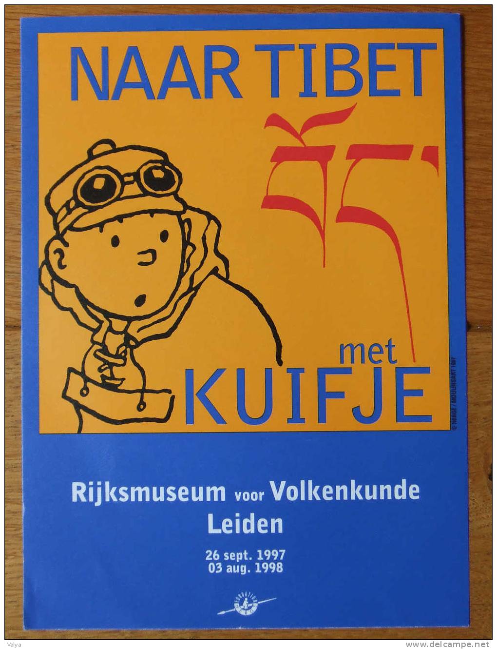 Affichette Pour L'exposition TINTIN : NAAR TIBET MET KUIFJE - Rijksmuseum Von Volkenkunde - Leiden - 1997 - Affiches & Offsets