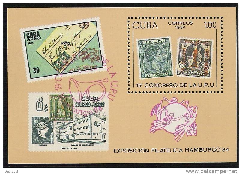 N408.- C U B A.-( 1984 ).-EDIFIL #: 3033 - MNH - XIX CONGRESO DE LA U.P.U.  .-.  STAMP ON STAMP  / SELLO SOBRE SELLO - U.P.U.