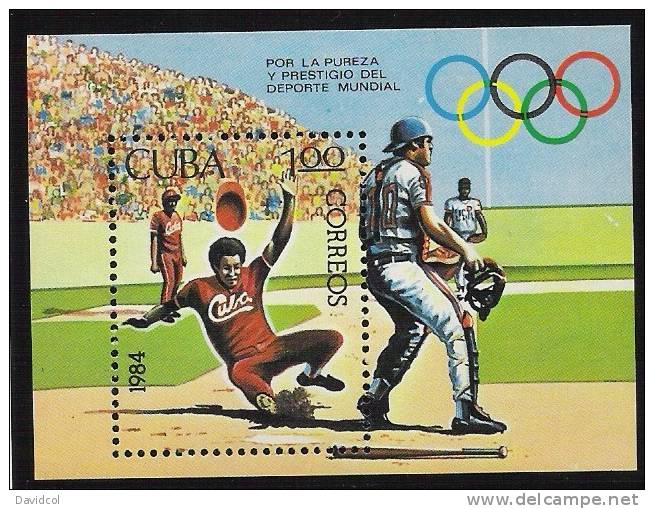 Q611.-.C U B A.-( 1984 ).-EDIFIL #: 3042 - MNH - SPORTS / DEPORTES .-. JUEGOS OLIMPICOS LOS ANGELES. - Baseball