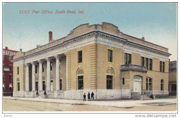 South Bend IN Post Office On 1910s Vintage Postcard - Altri & Non Classificati