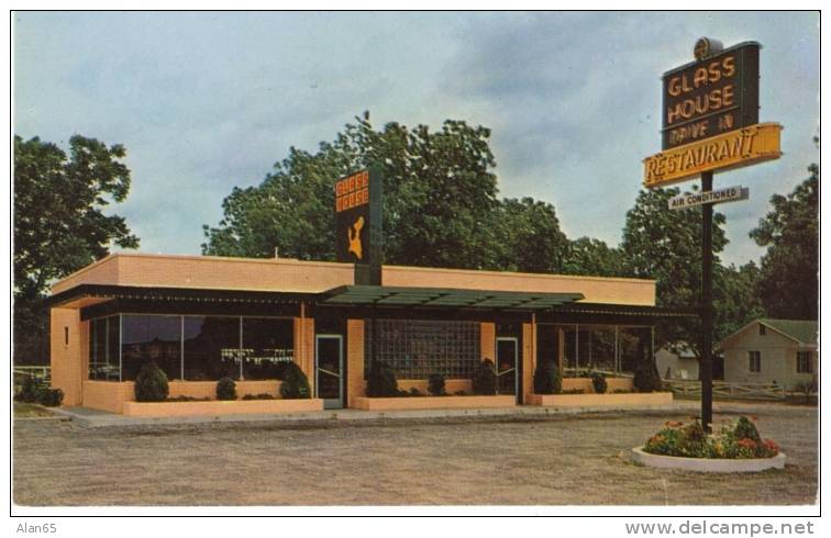 Glass House Drive-In Restaurant, Jacksonville FL, On 1950s Vintage Chrome Postcard - Jacksonville