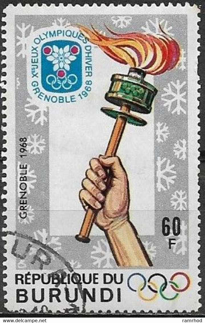 BURUNDI 1968 Winter Olympic Games Grenoble - 60f Olympic Torch FU - Used Stamps