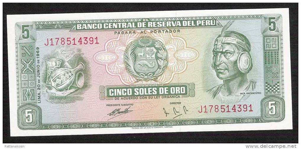 PEROU PERU  P99a  5 SOLES  1969    UNC. - Perù