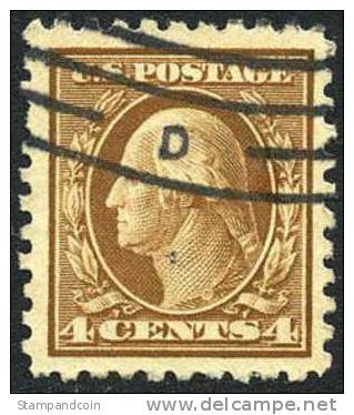 US #427 XF/SUPERB Used 4c Washington Of 1914 - Gebruikt