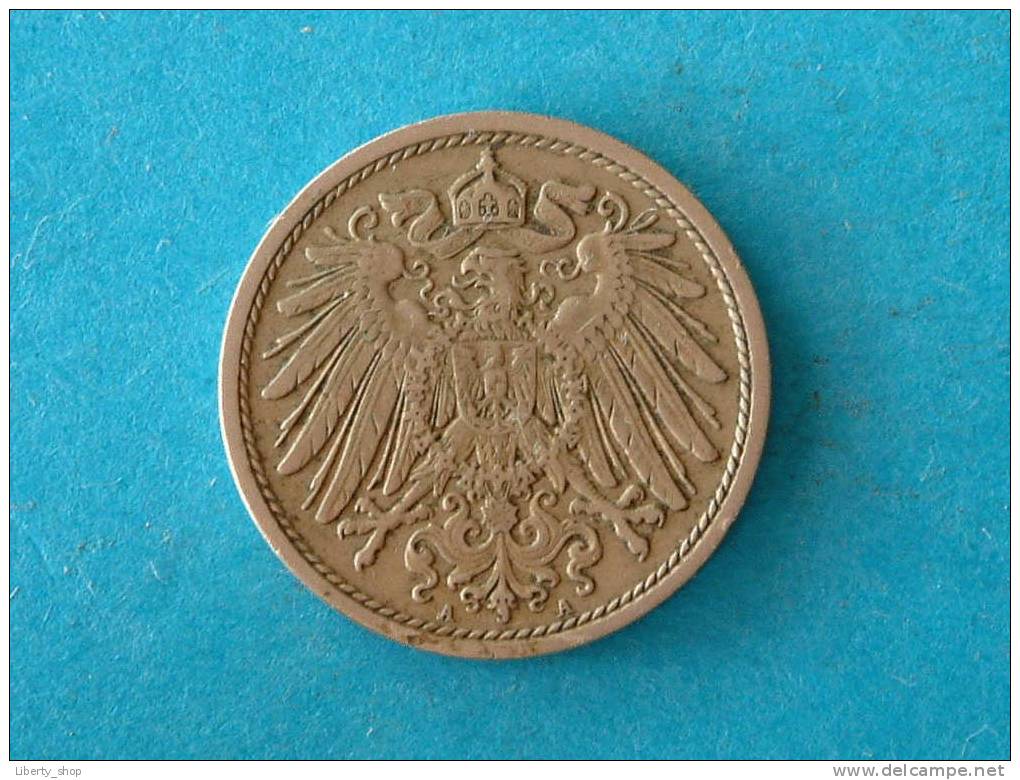 1908 A - 10 PFENNIG - XF / KM 12 ! - 10 Pfennig