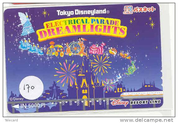 Carte Prépayée Japon (170)  DISNEY JAPAN * TRAIN TREIN RESORT LINE    *  PREPAID CARD * FILM MOVIE CINEMA KINO - Disney