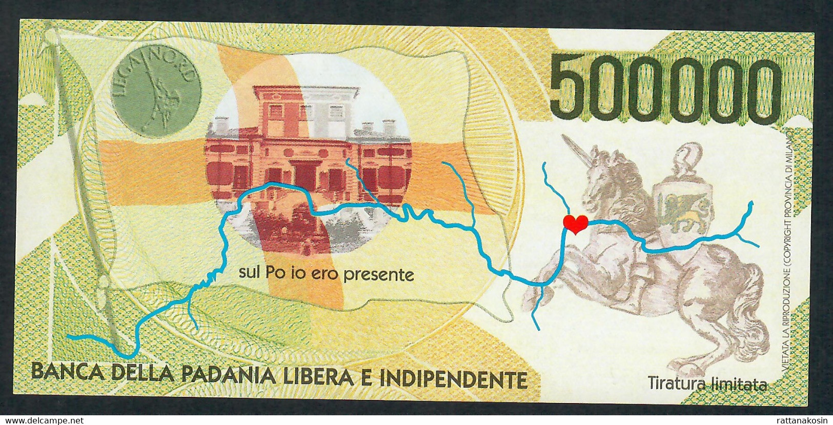 ITAY ITALIE NLP 10.000,50.000,100.000,500.000  LIRE  1996 SPECIALE SET PADANA UNC.