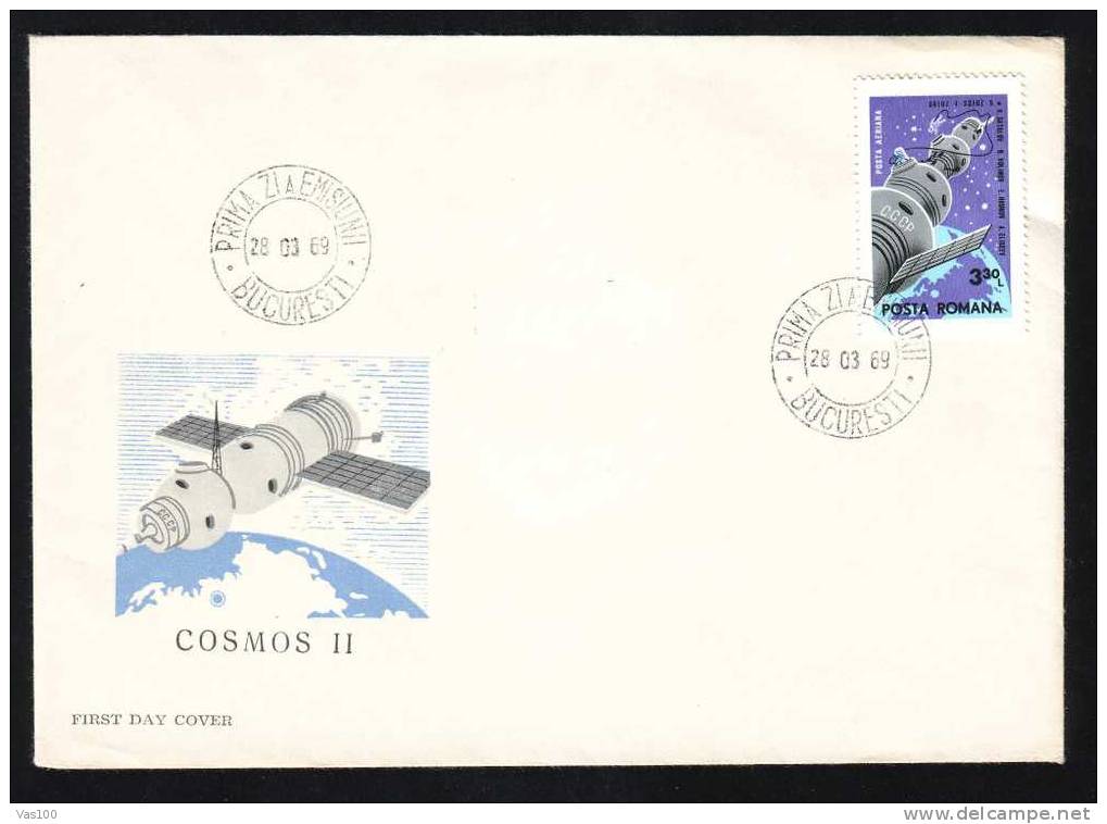 Space Mission Rocket Cosmos,FDC, Cover,1969 Soiuz 4-5, Romania. - Europe