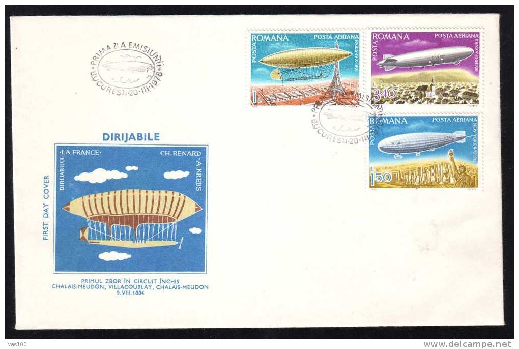 ROMANIA 1985 FDC,COVER, Zeppelins.(A) - FDC