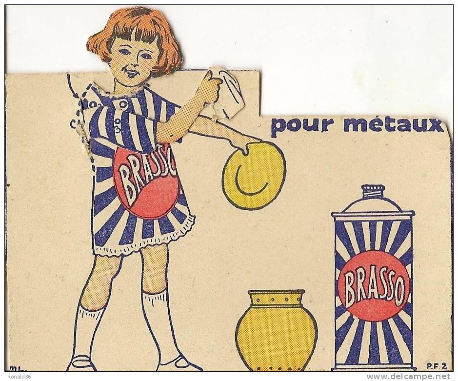 Image à Système , Publicité BRASSO Pour Métaux ( Petite Fille , Assiette Laiton Et Cache Pot ) - Autres & Non Classés