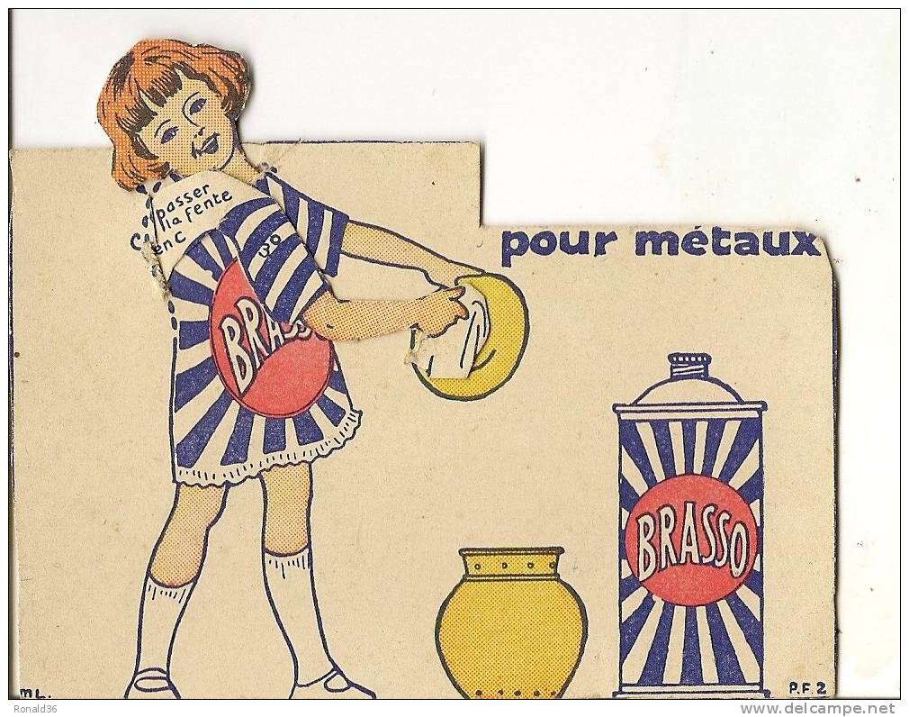Image à Système , Publicité BRASSO Pour Métaux ( Petite Fille , Assiette Laiton Et Cache Pot ) - Andere & Zonder Classificatie