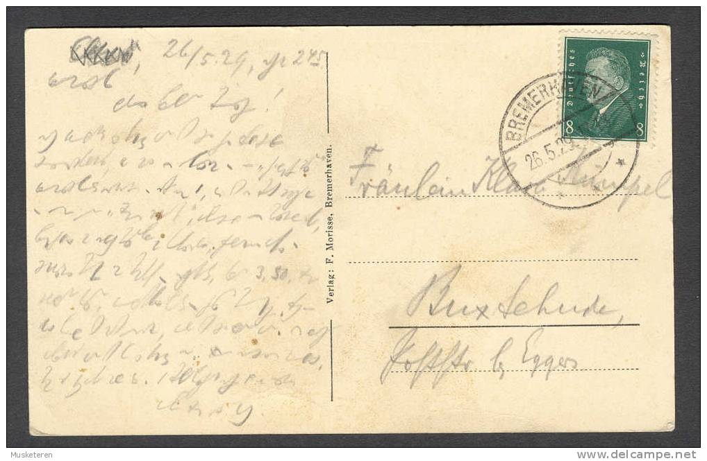 Germany Bremen Bremerhaven Strandhalle Und Leuchtturm Deluxe BREMERHAVEN 1929 Cancel To Buxtehude Bei Hamburg Ebert - Bremerhaven