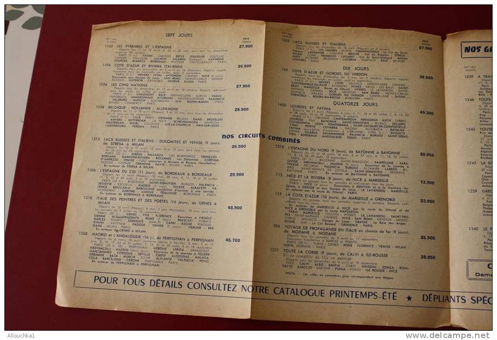 1954 VOYAGES PRINTEMPS ETE  DEPLIANT CIRCUITS COMBINES  VACANCES   DATES ET PRIX - Europe