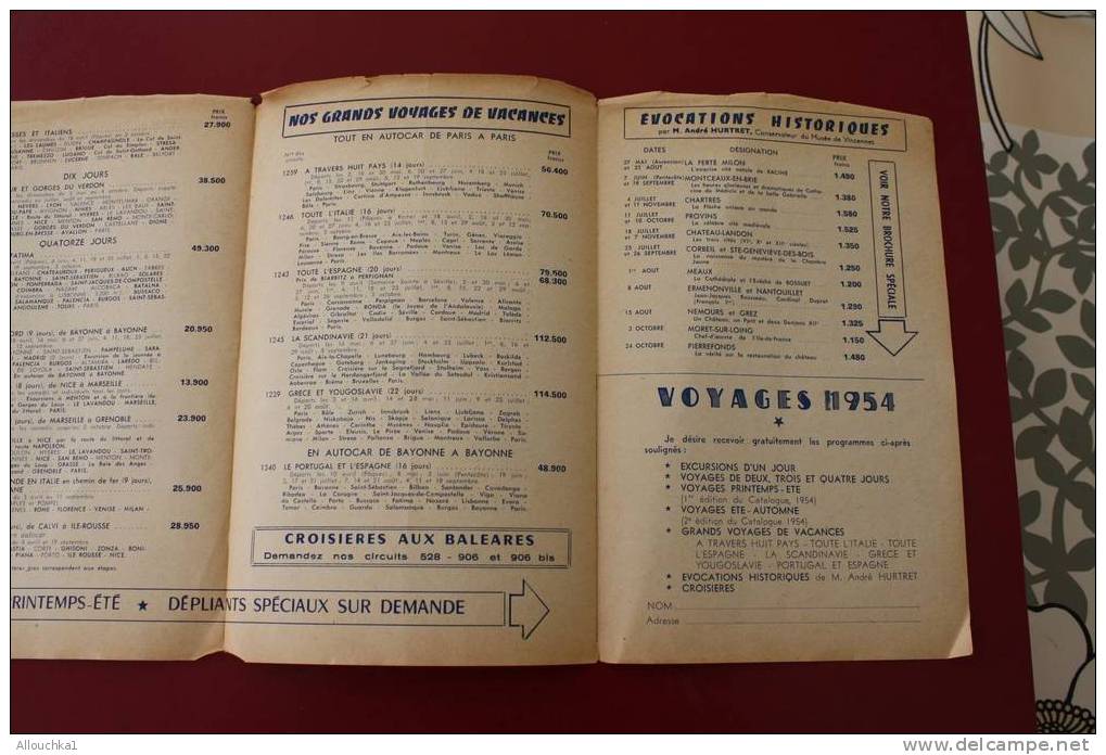 1954 VOYAGES PRINTEMPS ETE  DEPLIANT CIRCUITS COMBINES  VACANCES   DATES ET PRIX - Europa