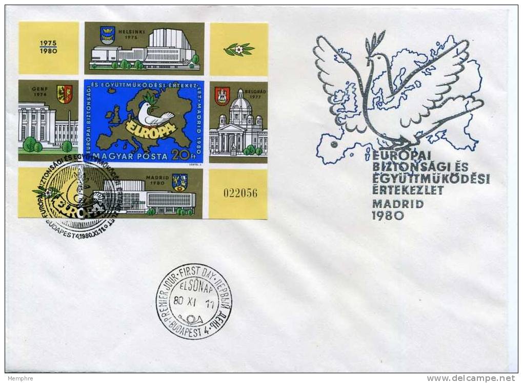 1980  European Conference On Security And Cooperation S/S  IMPERF   Sc 2666  - Mi Nr  Block 147B - FDC