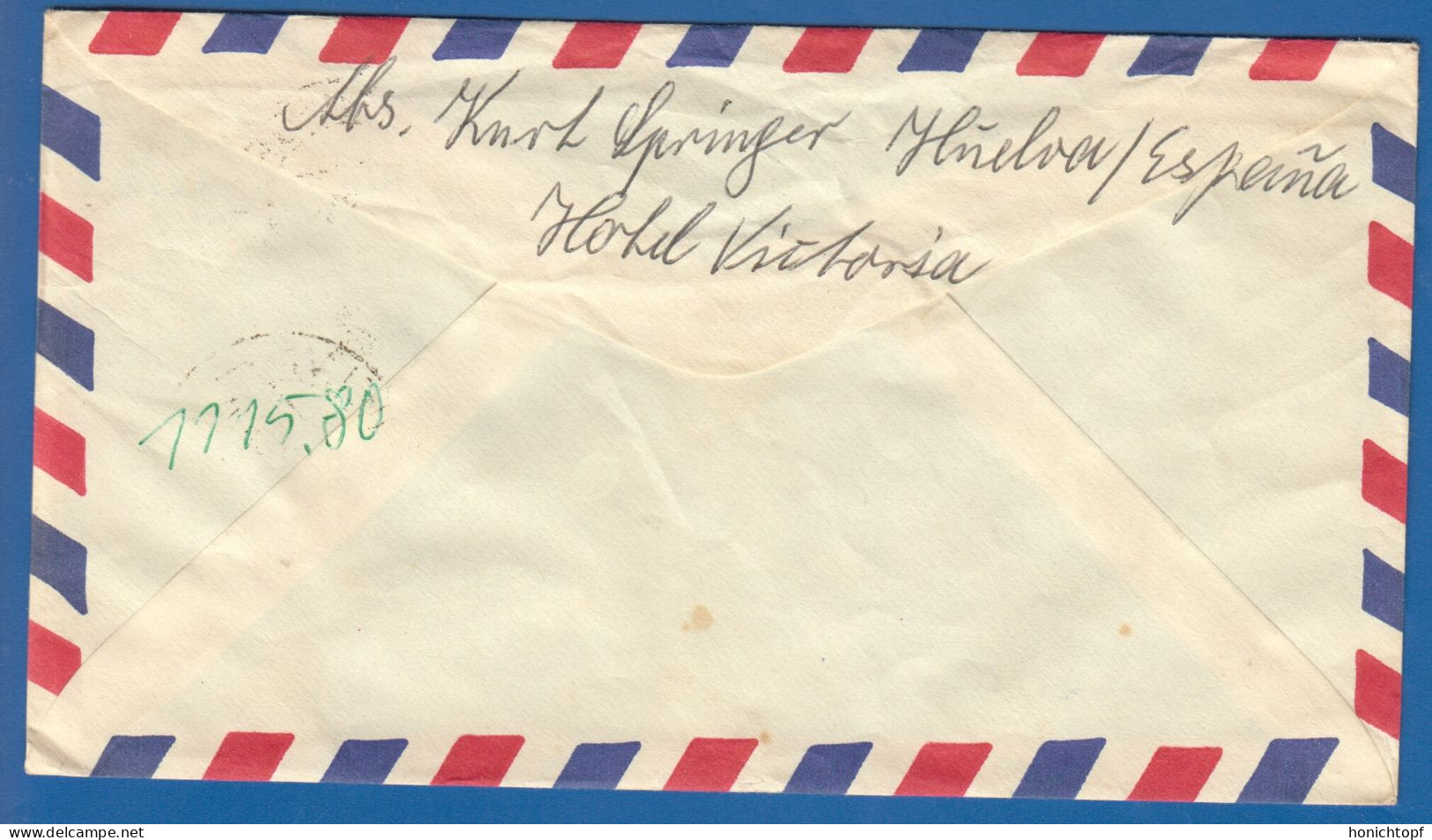 Spanien; Correo Aereo; 1966; Cover / Letter Huelva To Germany - Briefe U. Dokumente