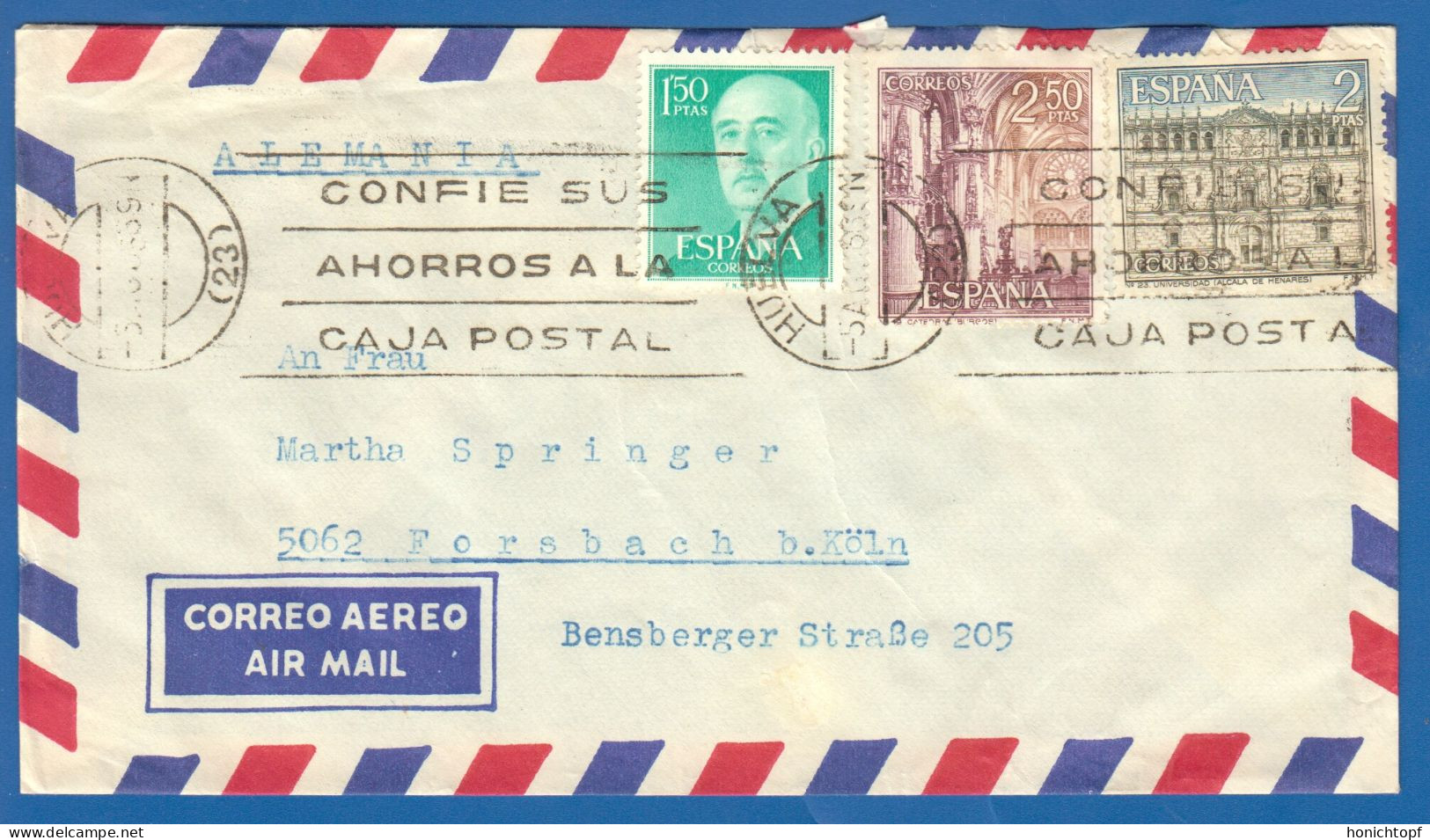 Spanien; Correo Aereo; 1966; Cover / Letter Huelva To Germany - Covers & Documents