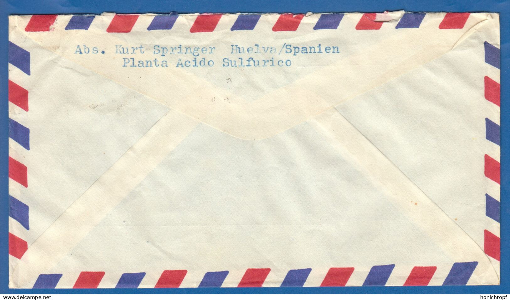 Spanien; Correo Aereo; 1966; Cover / Letter Huelva To Germany - Covers & Documents