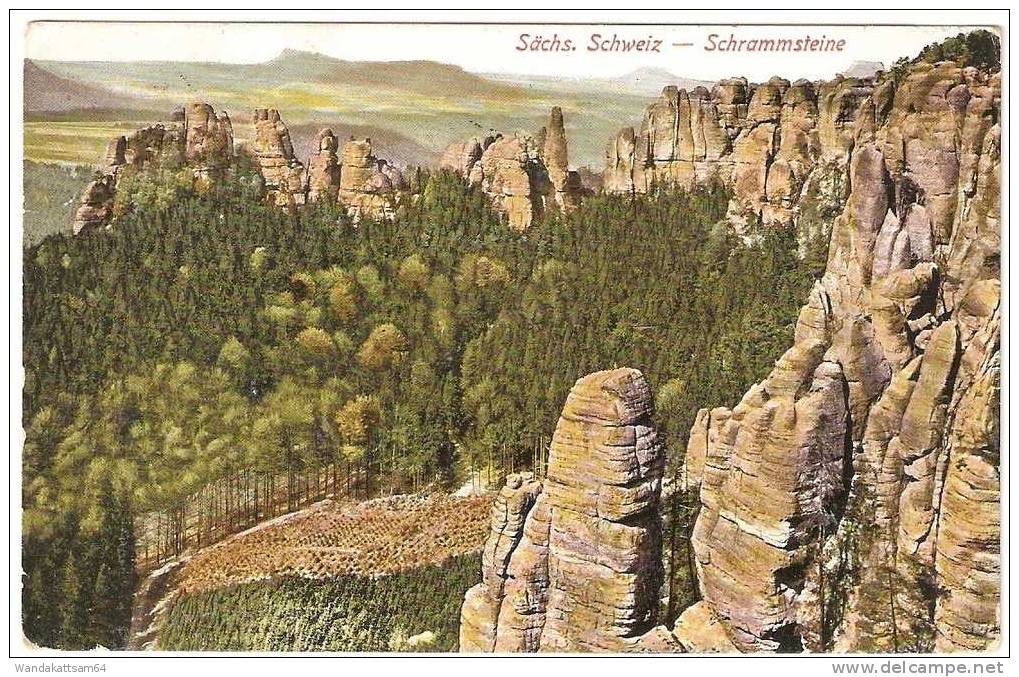 AK Sächs. Schweiz - Schrammsteine 17.6.20 SCHA Nach Berlin Nr. 70 Philipp Krebs, Dresden-A., Ringstr. 23 - Bad Schandau