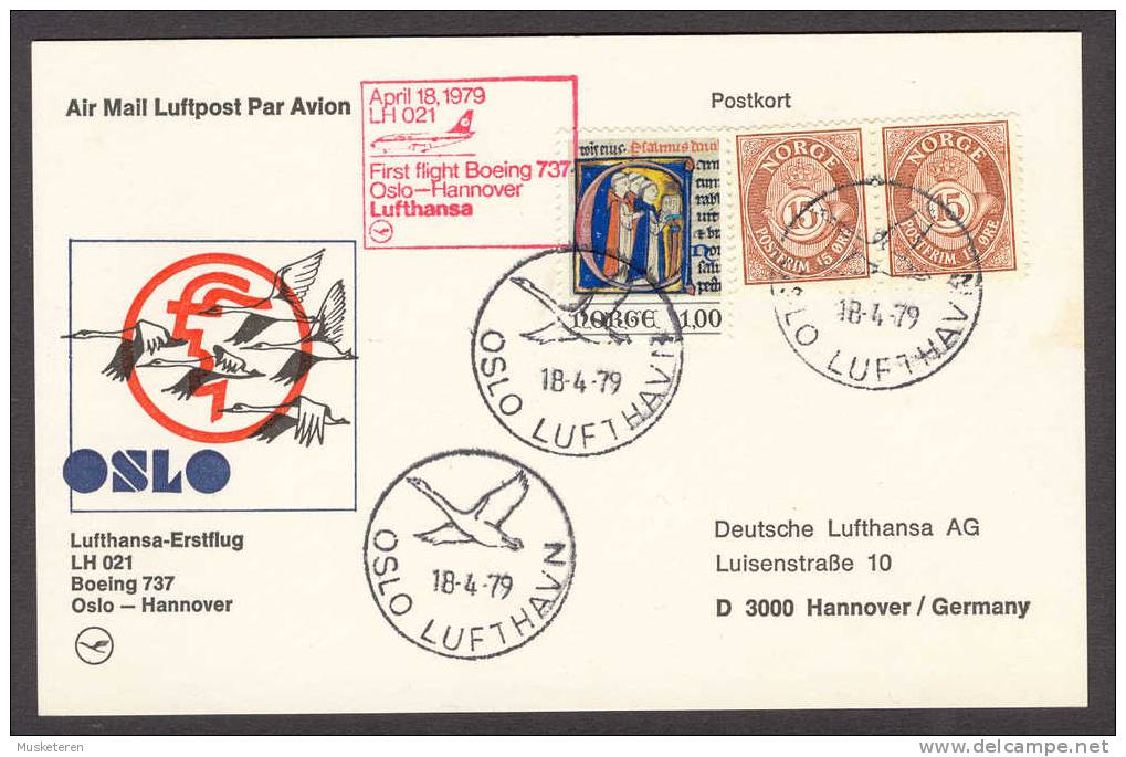Norway Airmail Luftpost Par Avion Lufthansa 1st Flight Card Erstflug Brief 1979 To Germany - Covers & Documents