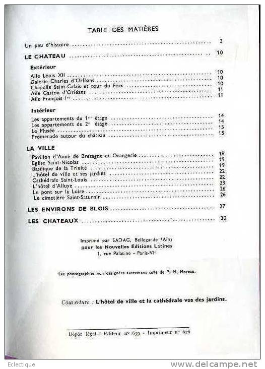 Blois, Le Château Et La Ville Par Abel MOREAU, Nouvelles Editions Latines, Sd. - Pays De Loire